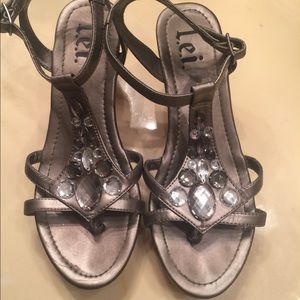 Bling Pewter Sandal Wedge